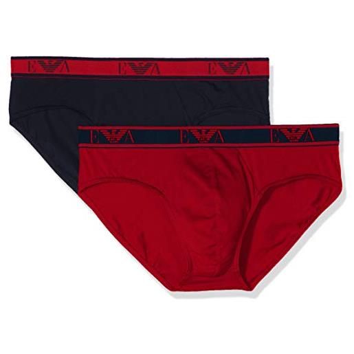 Emporio Armani underwear 111733 costume da bagno, multicolore (marine/rubino 28235), small (pacco da 2) uomo