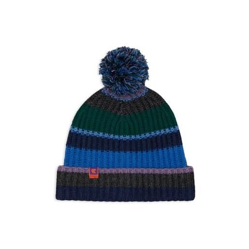 Gallo berretto con risvolto unisex lana e cashmere blu costa inglese righe multicolor macro