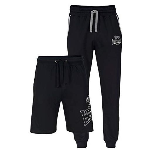Lonsdale london giffordland pantaloni da jogging + pantaloncini, nero, 3xl uomo