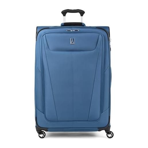 Travelpro maxlite 5 bagaglio da stiva espandibile con lato morbido con 4 ruote girevoli, valigia leggera, uomo e donna, blu azzurro, grande a quadri 74 cm