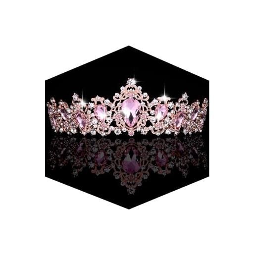 Kamirola corona da regina barocca, corona da sposa con strass e diademi in cristallo, per compleanno, ballo, concorso, festa di halloween, natale (tr05), m, lega, cristallo