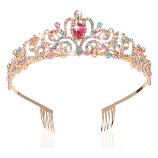 Kamirola - tiara con cristalli per donne e ragazze, corona elegante da principessa, con pettini, fascia per capelli da donna, per matrimoni, balli di fine anno, feste di compleanno, fasce per capelli
