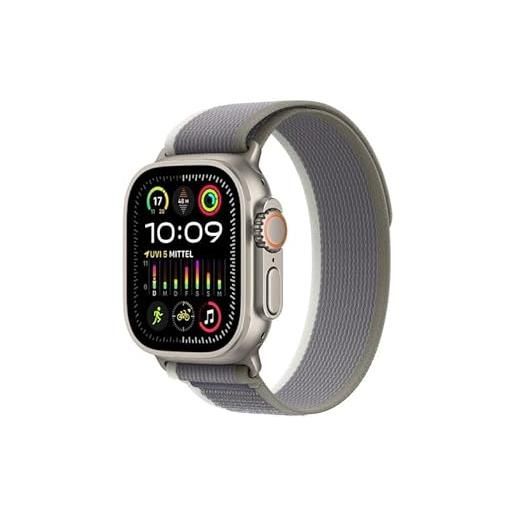 Apple watch ultra 2 gps + cellular, 49 mm, titangehäuse, trail loop grün/grau - m/l