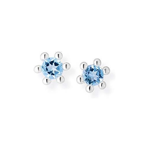 Heartbreaker- orecchini piccoli a forma di corona con topazio blu in vero argento | collezione froggy | orecchino a perno a d'argento sterling 925 | per donne | ld lp 29 tb