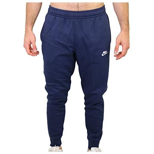 Nike sportswear club fleece, pantaloni jogger uomo, blu midnight navy/white, xl