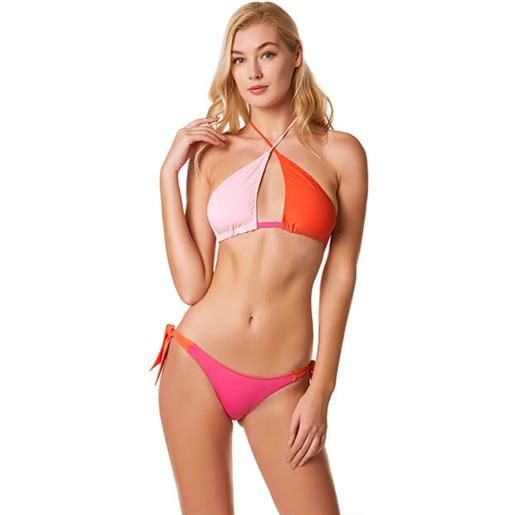 4Giveness bikini incrociato tricolors arancio rosa