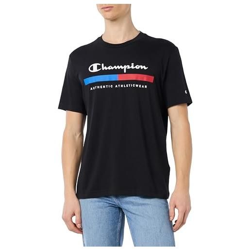 Champion legacy graphic shop-authentic athleticwear s/s crewneck t-shirt, nero, m uomo