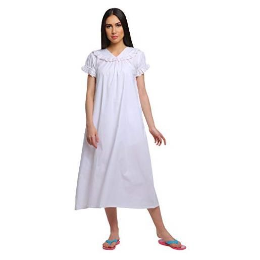 Moomaya camicia da notte a maniche corte in cotone per abito da notte da donna