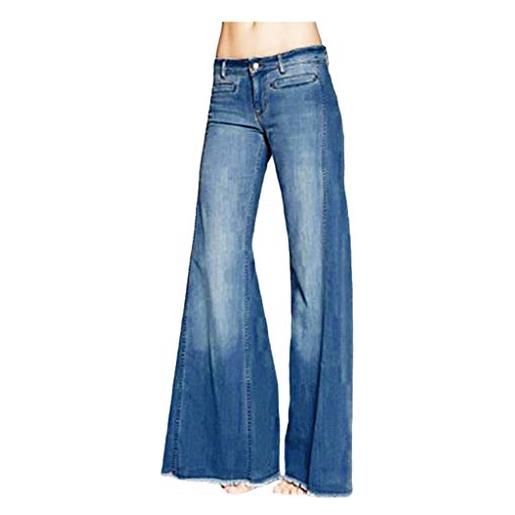 CUTeFiorino pantaloni corti in jeans da donna destoryed flare jeans button waist bell bottom denim pants jeans da uomo stretch, blu, xs