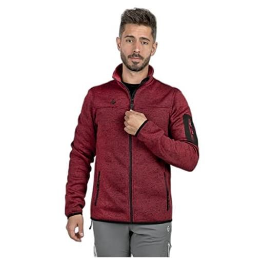 IZAS - giacca termica knitted per uomo - giacca con chiusura e tasche con cerniera - felpa uomo a rapida asciugatura - per attività outdoor - samaun rosso - m