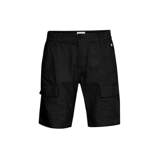 b BLEND blend - pantaloncini cargo da uomo in misto lino, pantaloncini corti con tasche laterali, passanti per cintura, vestibilità regolare, nero (194007). , xxxl