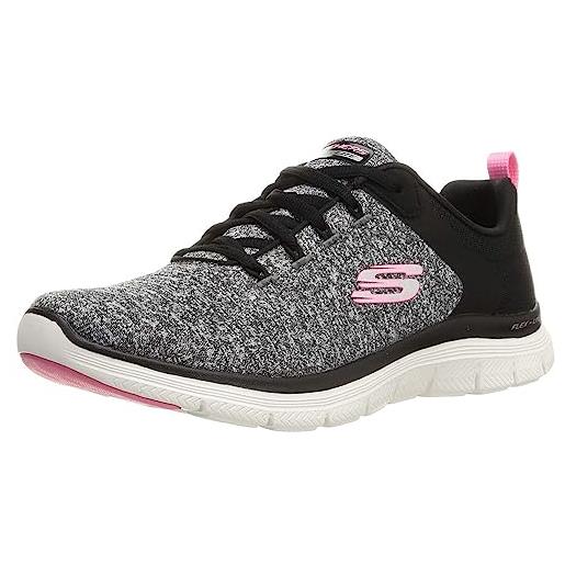 Skechers flex appeal 4.0, scarpe da ginnastica donna, nero rosa, 41 eu