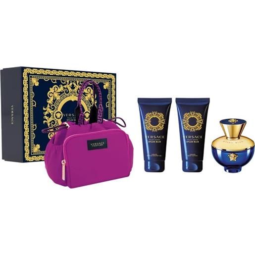 Versace pour femme dylan blue - edp 100 ml + gel doccia 100 ml + lozione corpo 100 ml + pochette per cosmetici