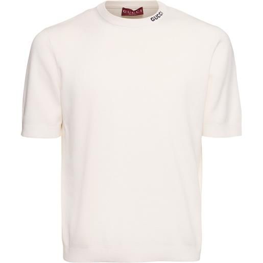 GUCCI logo intarsia silk & cotton t-shirt