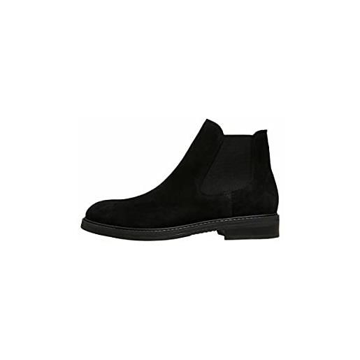 SELECTED FEMME selected homme slhblake suede chelsea boot b noos, stivali uomo, nero, 43 eu