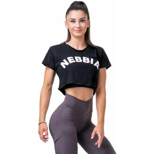Nebbia loose fit sporty crop top black s maglietta fitness