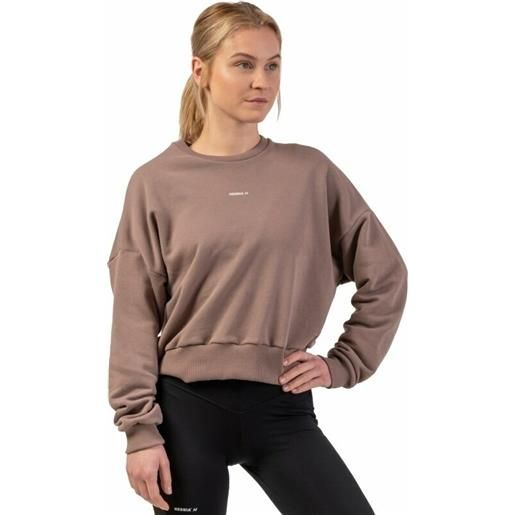 Nebbia loose fit sweatshirt "feeling good" brown xs-s felpa da fitness