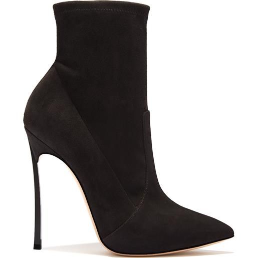 Casadei blade suede ankle boot black