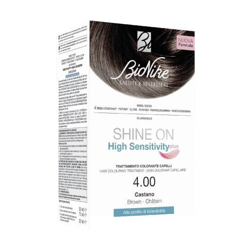 Bionike shine on high sensitivity plus tintura per capelli castano 4.00
