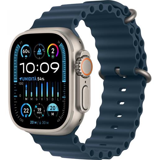 Apple watch ultra 2 gps + cellular, cassa 49m in titanio con cinturino ocean blu - mreg3ty/a
