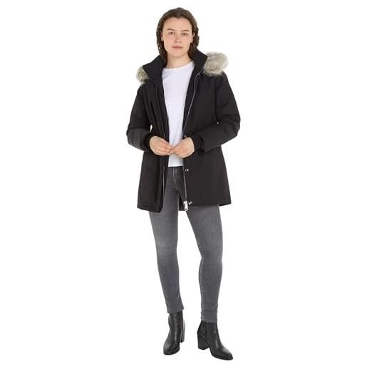 Tommy Hilfiger giacca donna padded parka with fur invernale, nero (black), s