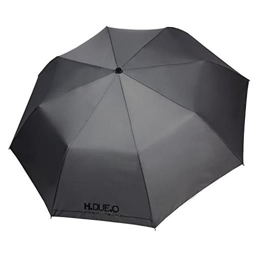 H.DUE.O high-tech ombrello pieghevole antivento robusto, apri-chiudi automatico. Ombrello tascabile rapida asciugatura con custodia antigoccia [aracari] [grigio]