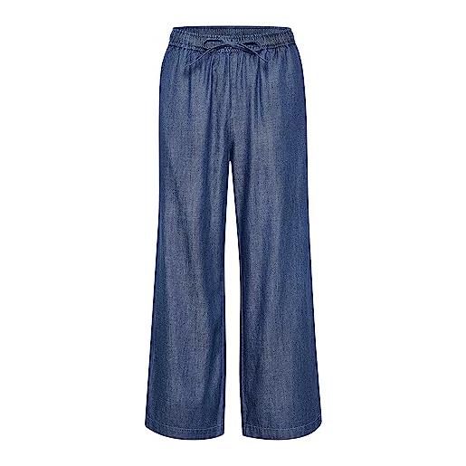 Part Two donne casual trousers straight legs elastic waist high-waisted trova, denim vintage scuro, 40 donna