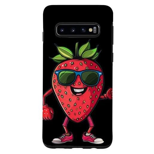 Funny Strawberry with Sunglasses custodia per galaxy s10 frutta fresca fragola con occhiali da sole e scarpe