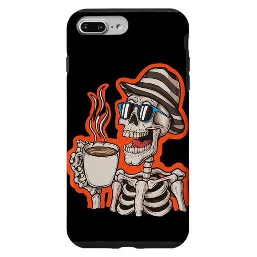Skull Skeleton Drinking Coffee Halloween custodia per i. Phone 7 plus/8 plus carino scheletro occhiali da sole prendendo un caffè halloween lovers