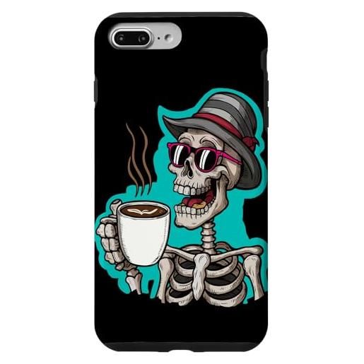 Skeleton Drinking Coffee Lovers Hallowee custodia per i. Phone 7 plus/8 plus divertente scheletro occhiali da sole avere un caffè per gli amanti di halloween