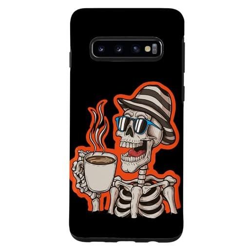 Skull Skeleton Drinking Coffee Halloween custodia per galaxy s10 carino scheletro occhiali da sole prendendo un caffè halloween lovers