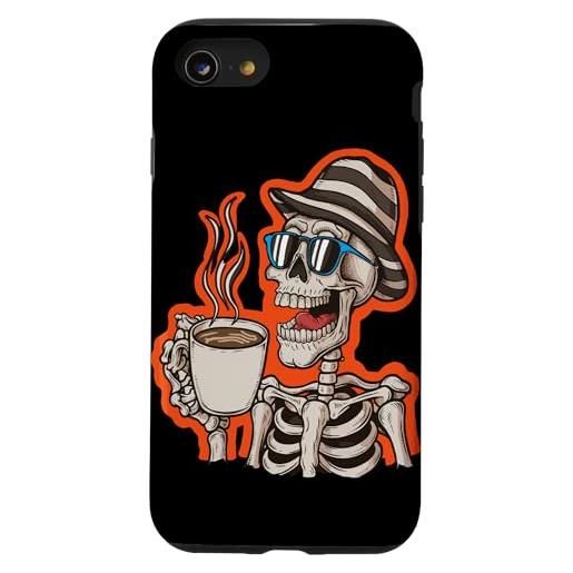 Skull Skeleton Drinking Coffee Halloween custodia per i. Phone se (2020) / 7 / 8 carino scheletro occhiali da sole prendendo un caffè halloween lovers
