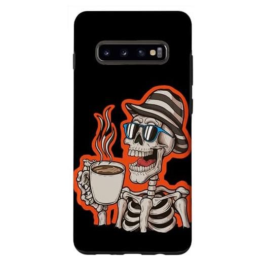 Skull Skeleton Drinking Coffee Halloween custodia per galaxy s10+ carino scheletro occhiali da sole prendendo un caffè halloween lovers