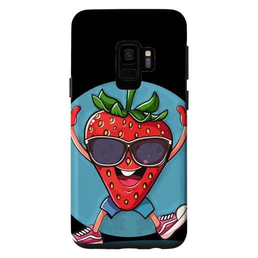 Funny Strawberry with Sunglasses custodia per galaxy s9 bella frutta fragola con divertenti occhiali da sole in estate