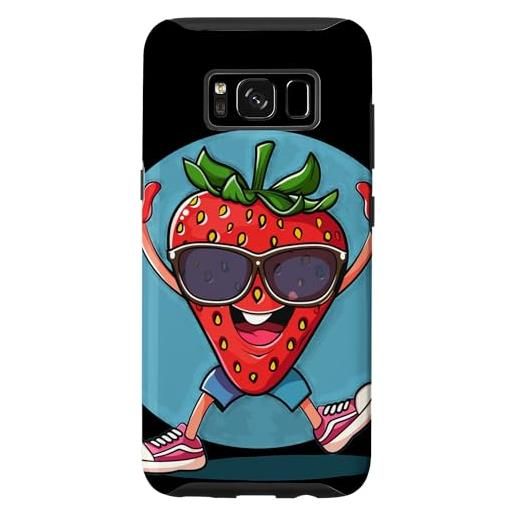 Funny Strawberry with Sunglasses custodia per galaxy s8 bella frutta fragola con divertenti occhiali da sole in estate