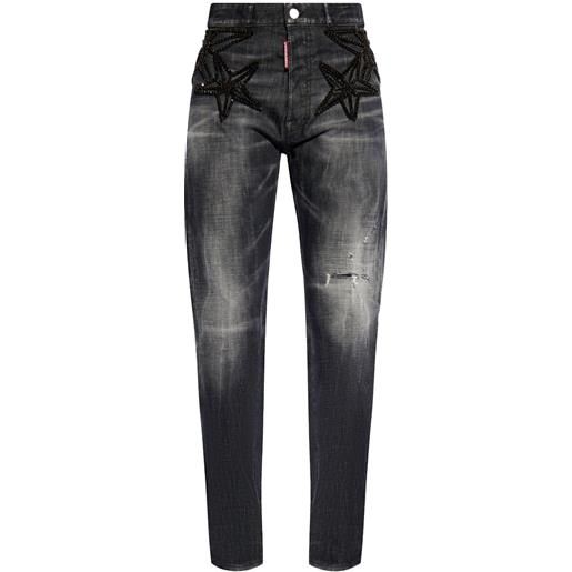 Dsquared2 jeans affusolati a vita alta - grigio