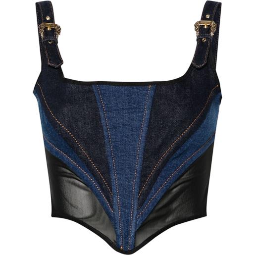 Versace Jeans Couture panelled denim corset top - blu