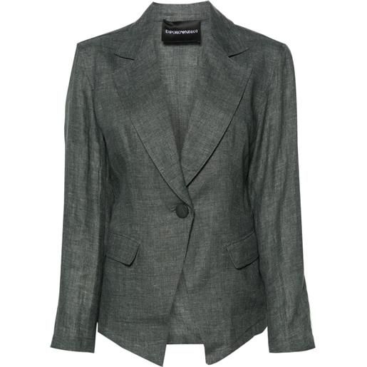 Emporio Armani smocked-panel linen-blend blazer - verde
