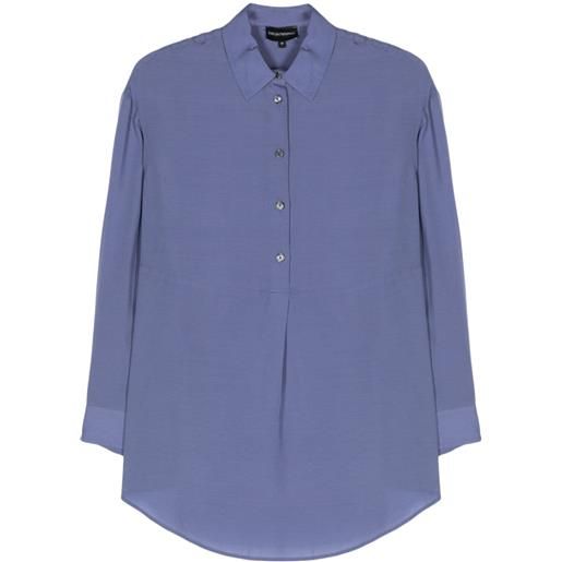 Emporio Armani partial-fastening lyocell shirt - blu