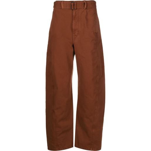 LEMAIRE pantaloni a gamba ampia con cintura - marrone