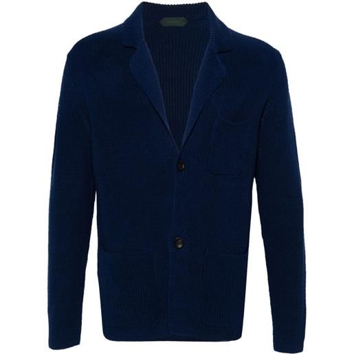 Zanone knitted cotton blazer - blu