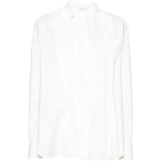 sacai asymmetric-neck pleated shirt - bianco