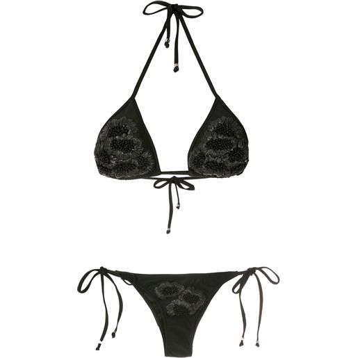 Amir Slama set bikini con ricamo - nero