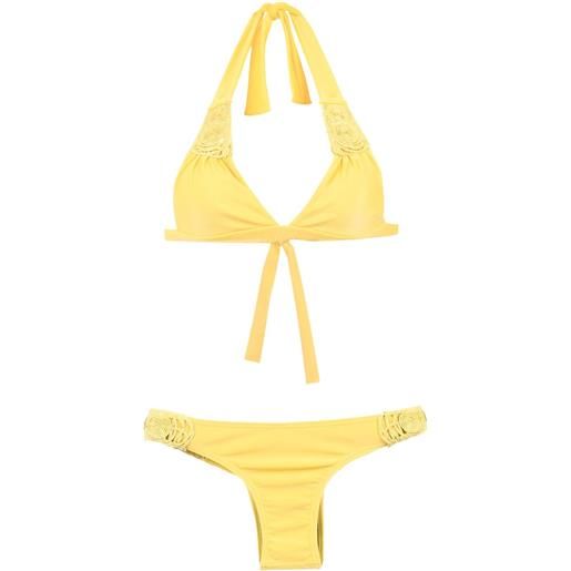 Amir Slama textured triangle top bikini set - giallo