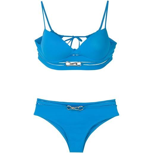 Amir Slama set bikini con decorazioni metallizzate - blu