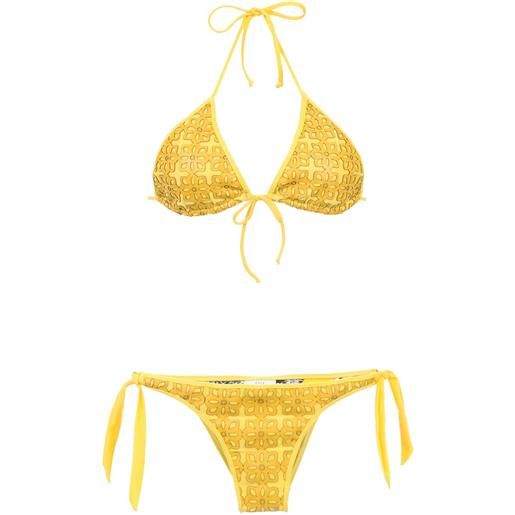 Amir Slama textured triangle top bikini set - giallo