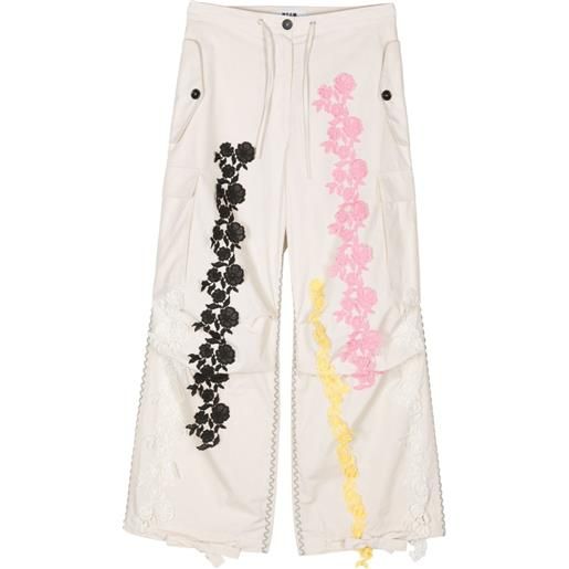 MSGM lace-embellished straight-leg trousers - toni neutri
