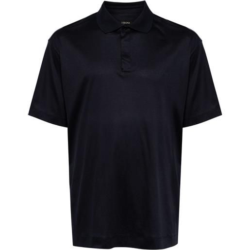 Zegna short-sleeve cotton polo shirt - blu