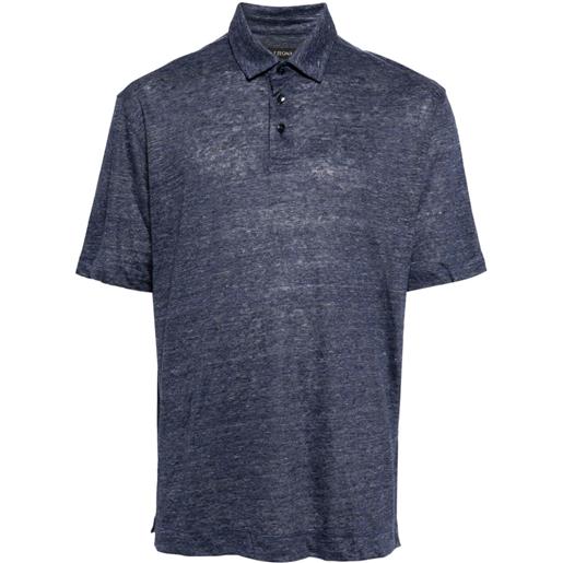 Zegna short-sleeve linen polo shirt - blu