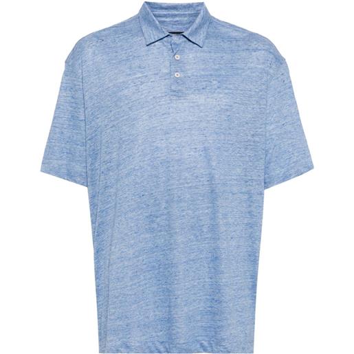 Zegna short-sleeve linen polo shirt - blu
